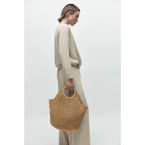 Zara NWT WOVEN SHOPPER BAG - Picture 4 of 4